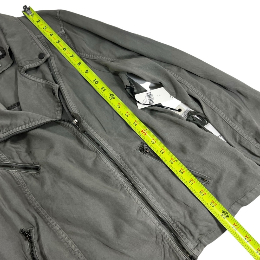 Anthropologie Marrakech Ronika Draped Green Khaki Moto Jacket Chic Women’s L - Picture 7 of 8